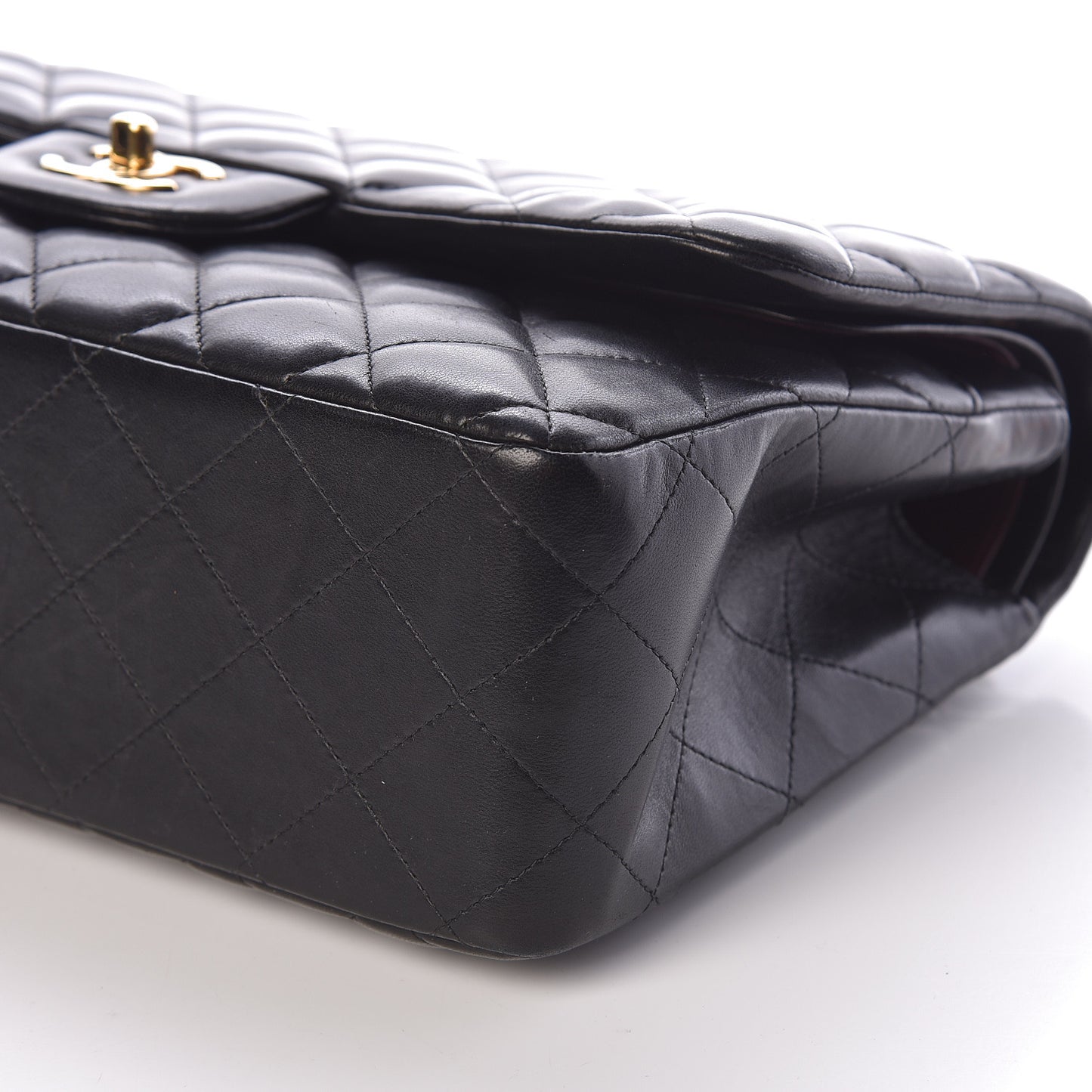Lambskin Quilted Jumbo Double Flap Black