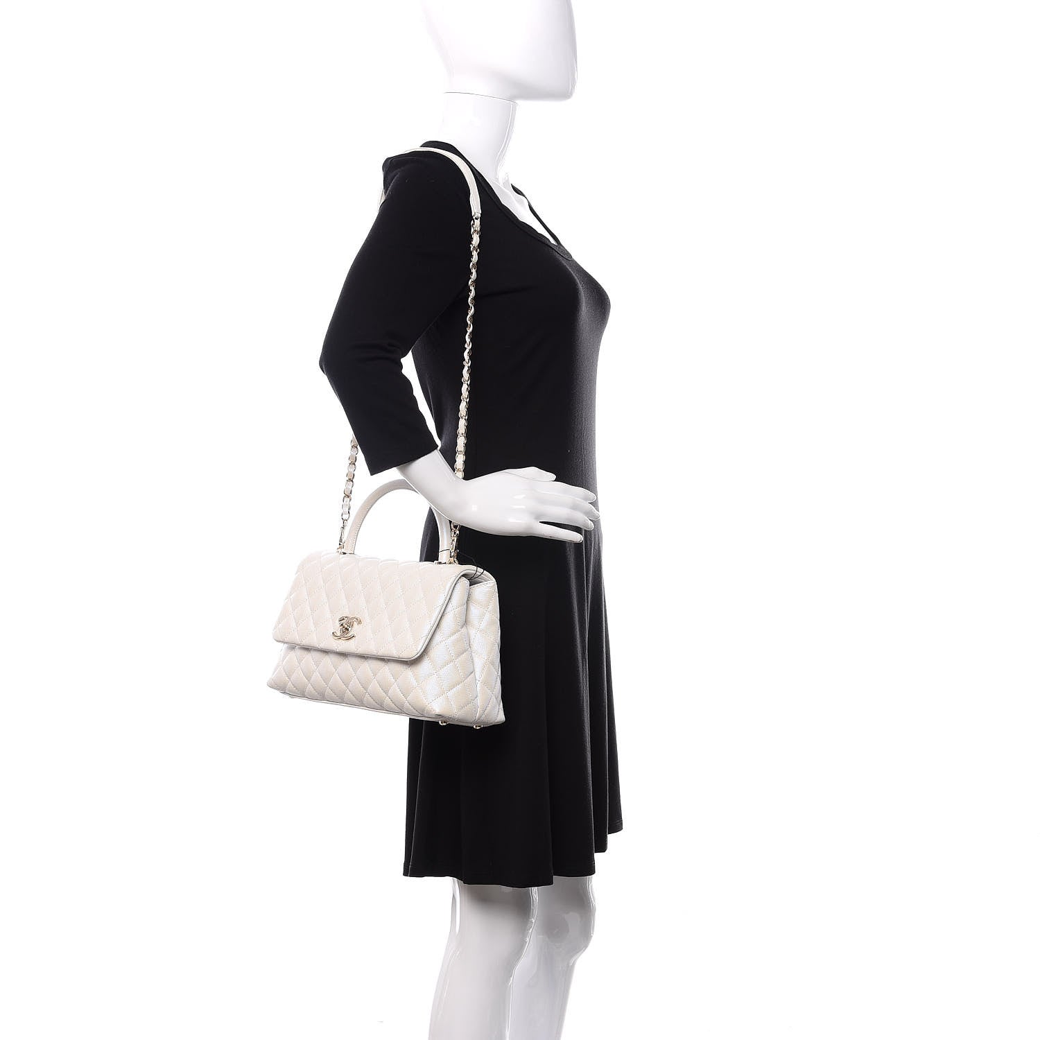 Chanel Iridescent Caviar Quilted Small Coco Handle Flap White 2 of 11