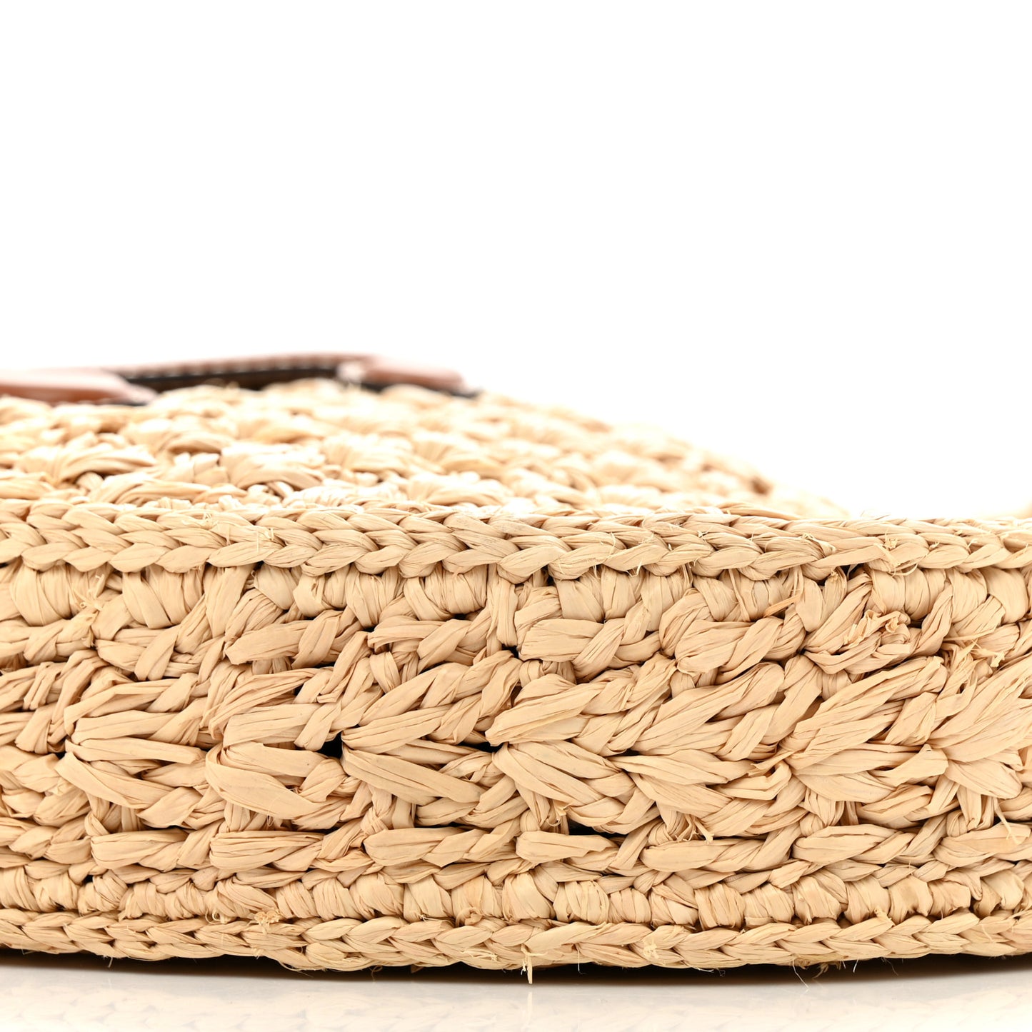 Raffia Calfskin Triomphe Panier Hobo Bag Natural Tan