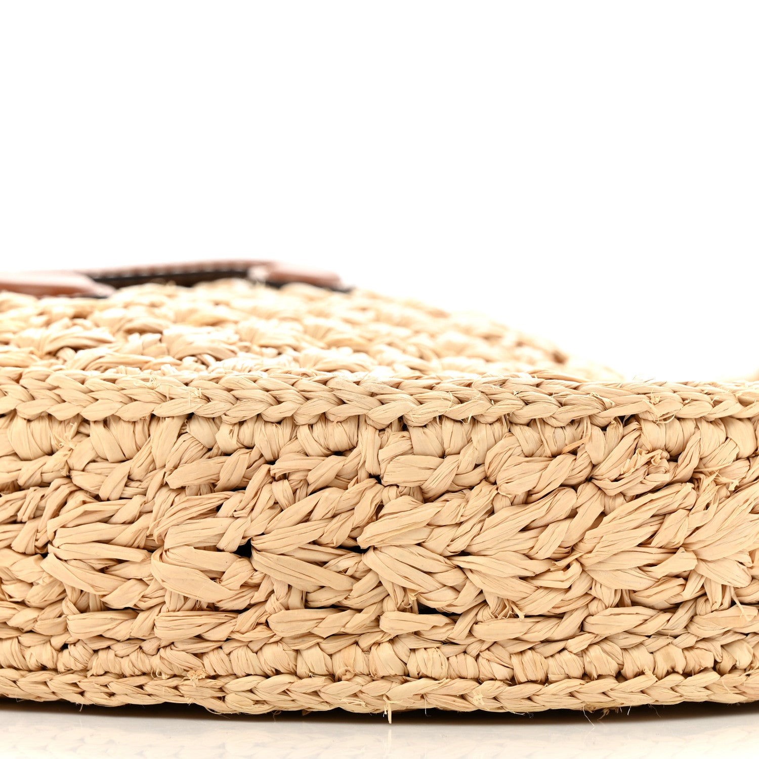 Celine Raffia Calfskin Triomphe Panier Hobo Bag Natural Tan 9 of 12