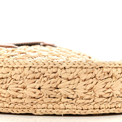 Celine Raffia Calfskin Triomphe Panier Hobo Bag Natural Tan 9 of 12