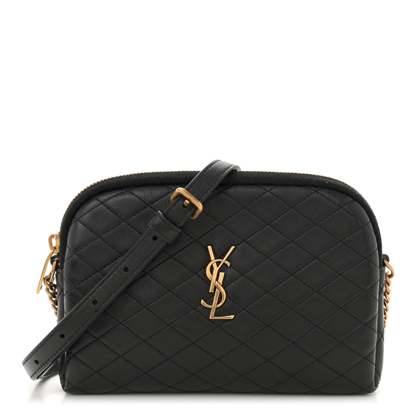 Lambskin Quilted Gaby Zipped Pouch Black
