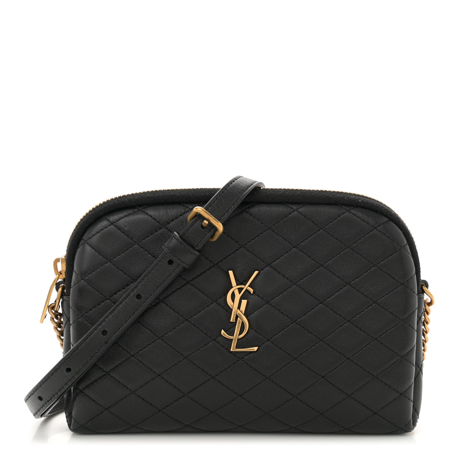 Saint Laurent Lambskin Quilted Gaby Zipped Pouch Black 1 of 11