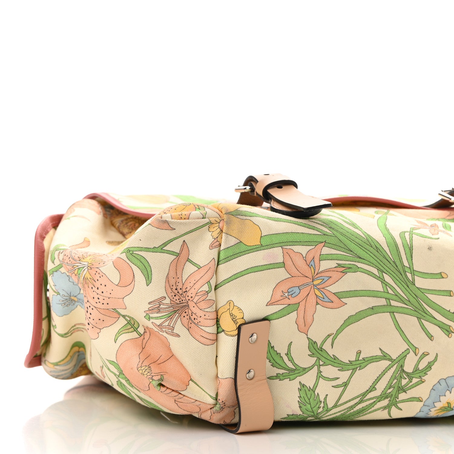 Gucci Floral Backpack Diaper Bag Beige Green Pink 9 of 10