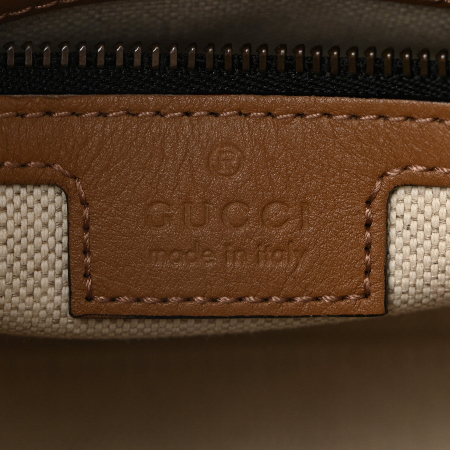 Gucci Monogram Textured Dollar Calfskin Web Mini Bauletto Duffle Top Handle Bag Black Koi Beige 6 of 12