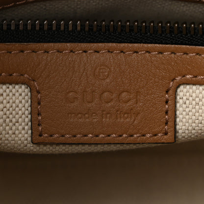 Gucci Monogram Textured Dollar Calfskin Web Mini Bauletto Duffle Top Handle Bag Black Koi Beige 6 of 12