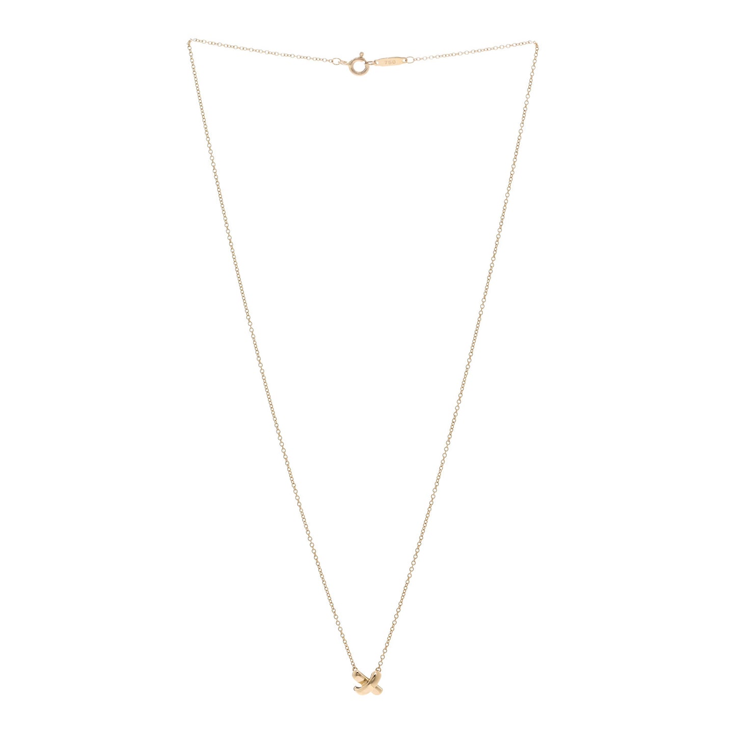 18k Yellow Gold Cross Stitch Pendant Necklace