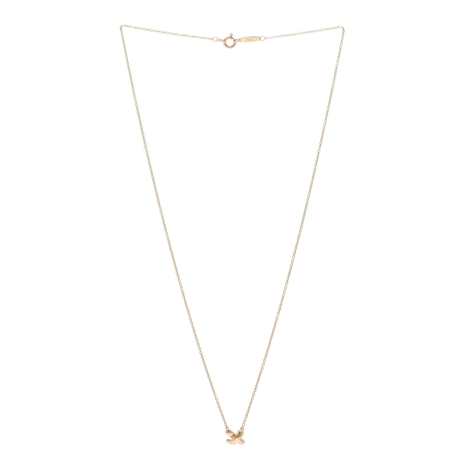 Tiffany 18k Yellow Gold Cross Stitch Pendant Necklace 3 of 4