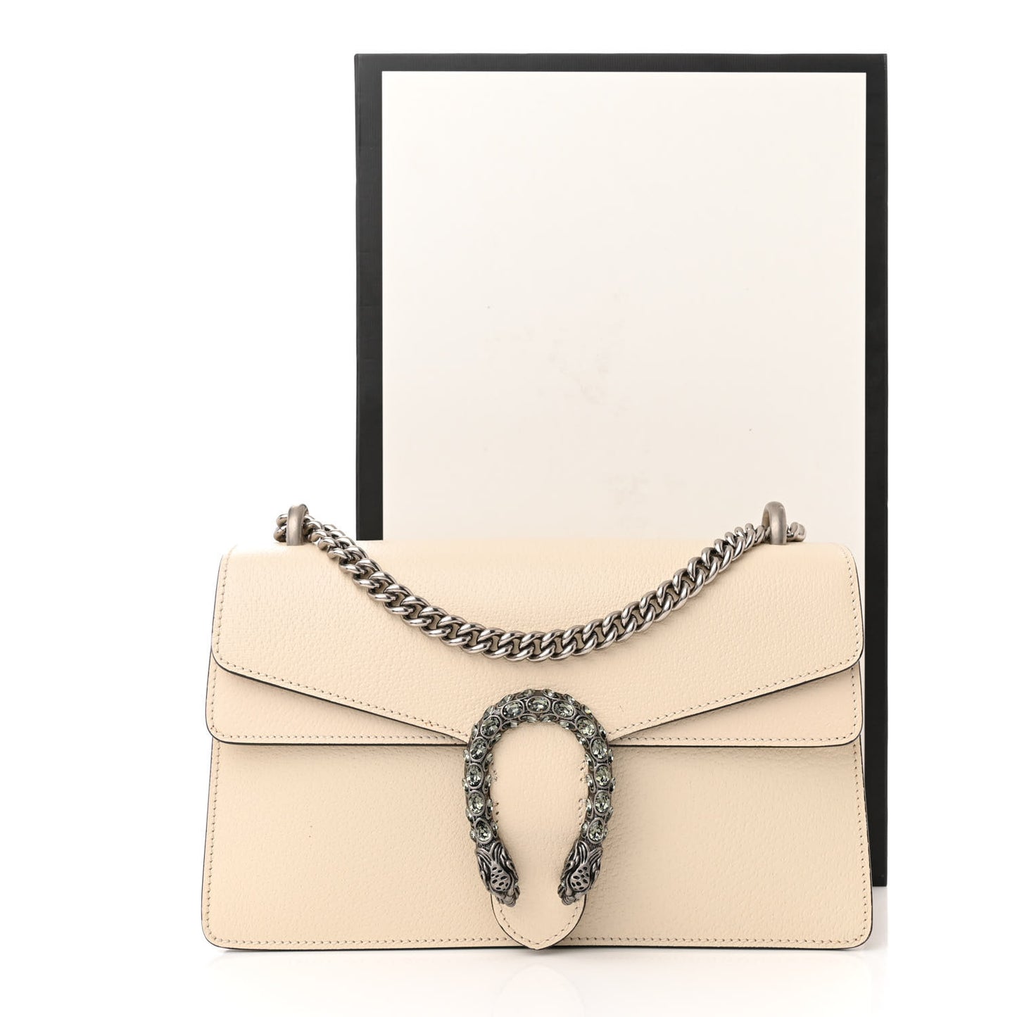 Textured Calfskin Crystal Small Dionysus Shoulder Bag Mystic White