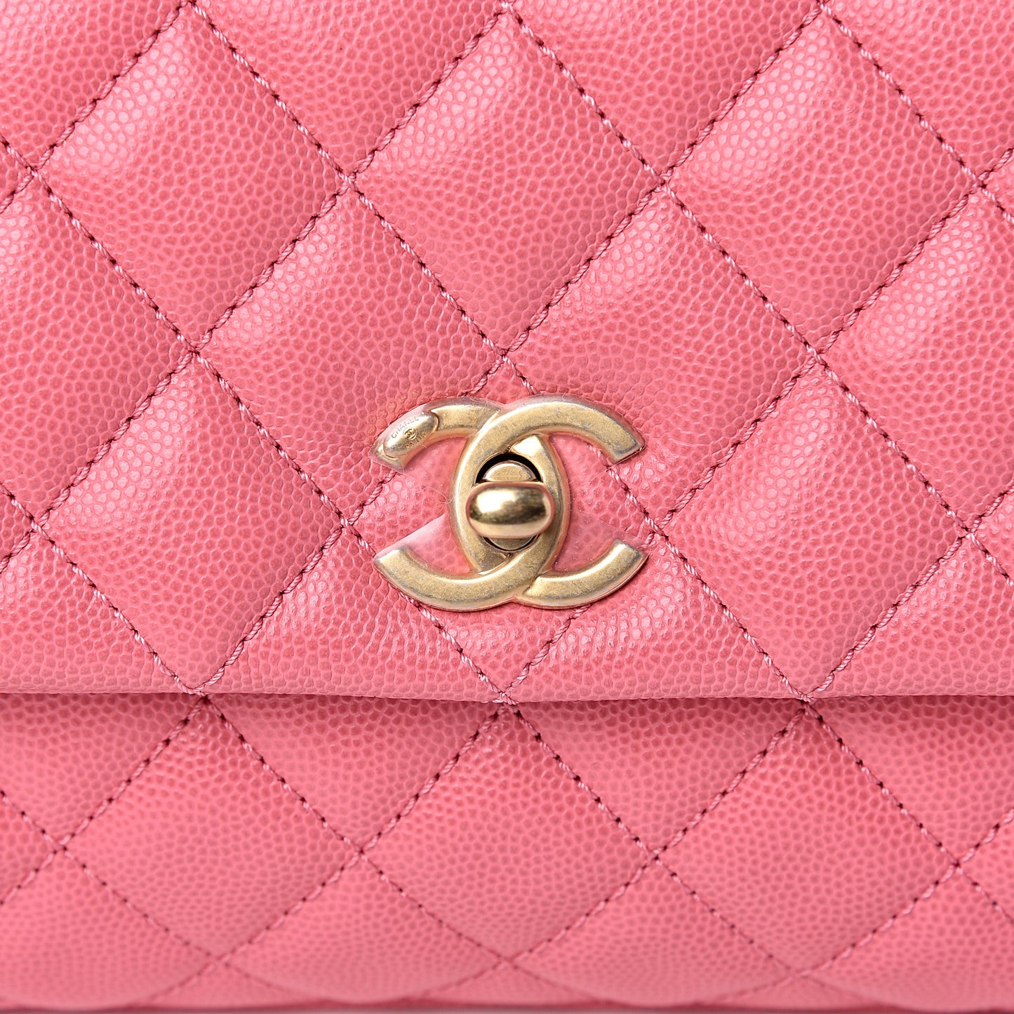 Caviar Lizard Quilted Mini Coco Handle Flap Pink