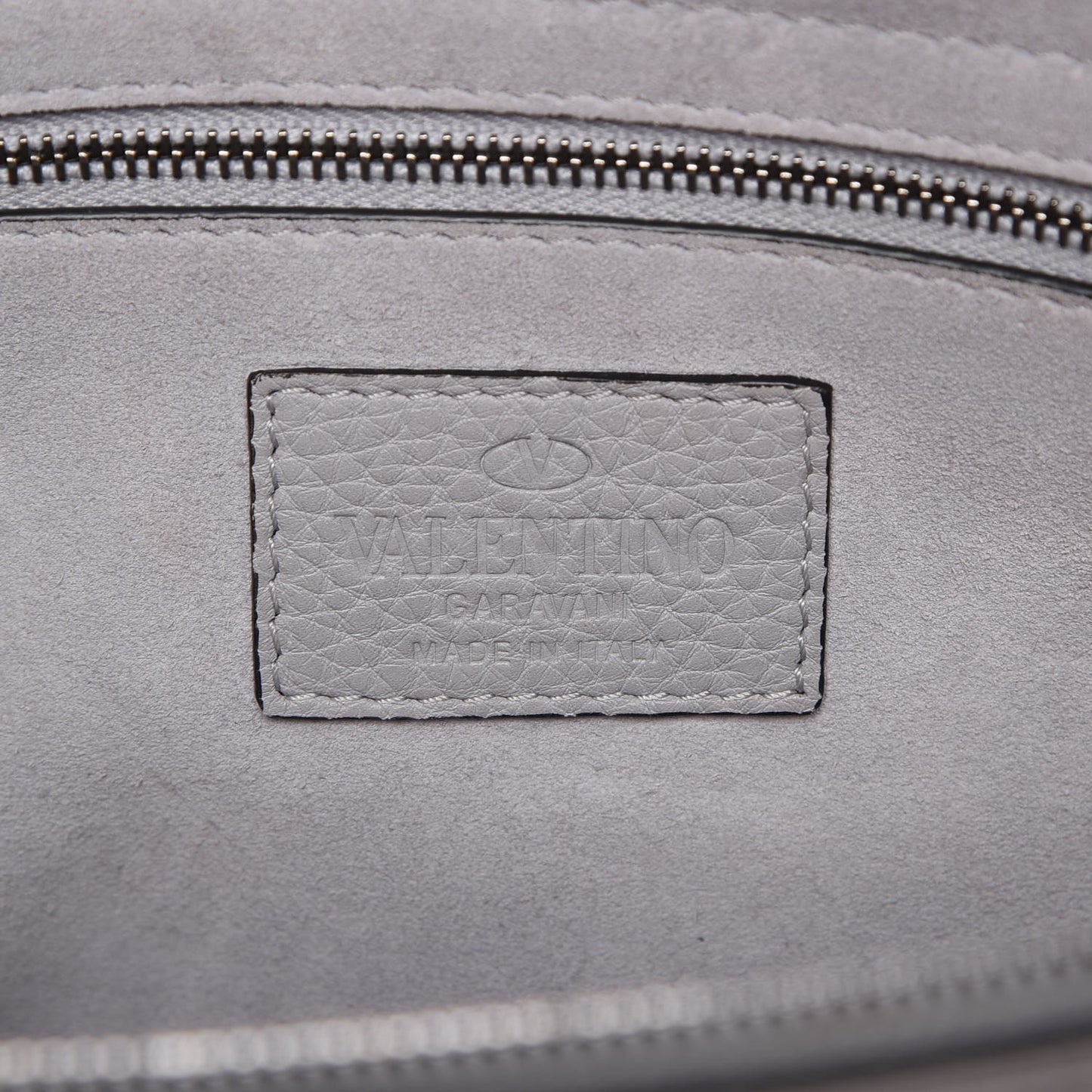 Grained Calfskin Medium Rockstud Double Handle Horizontal Tote Pastel Grey