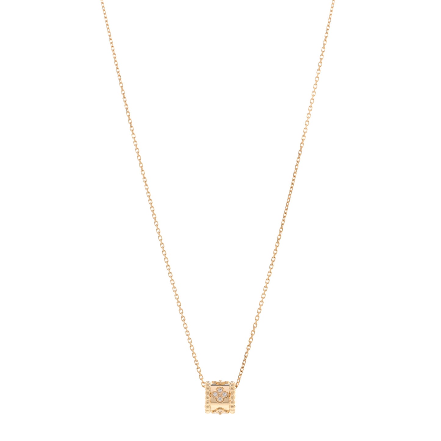 18K Yellow Gold Diamond Small Perlee Clovers Pendant Necklace