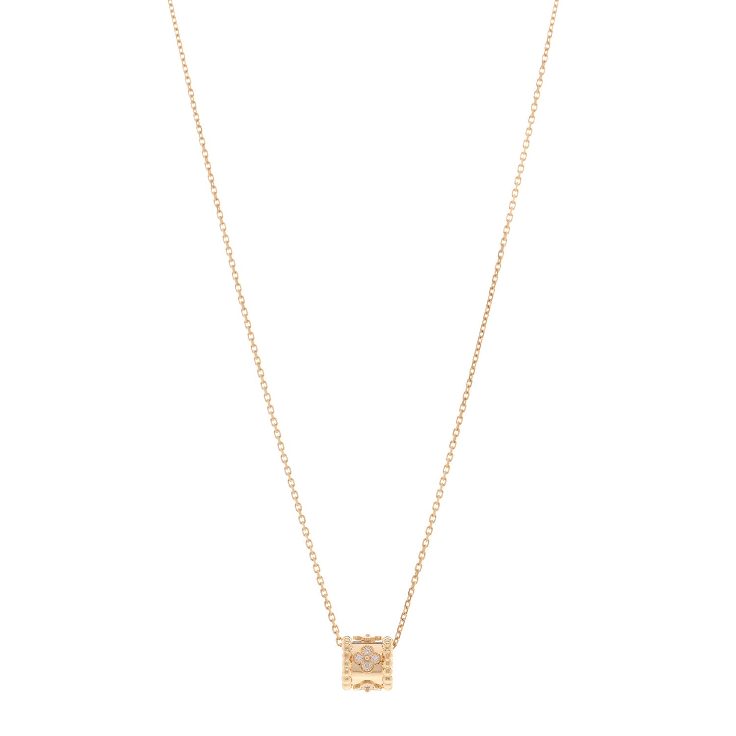 Van Cleef & Arpels 18K Yellow Gold Diamond Small Perlee Clovers Pendant Necklace 1 of 5
