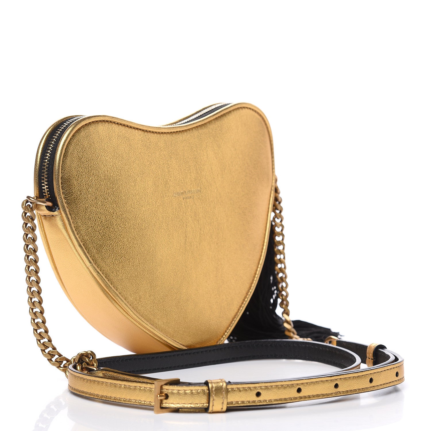 Saint Laurent Metallic Calfskin Heart Monogram Crossbody Gold 3 of 9