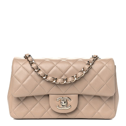Chanel Lambskin Quilted Mini Rectangular Flap Dark Beige 1 of 5
