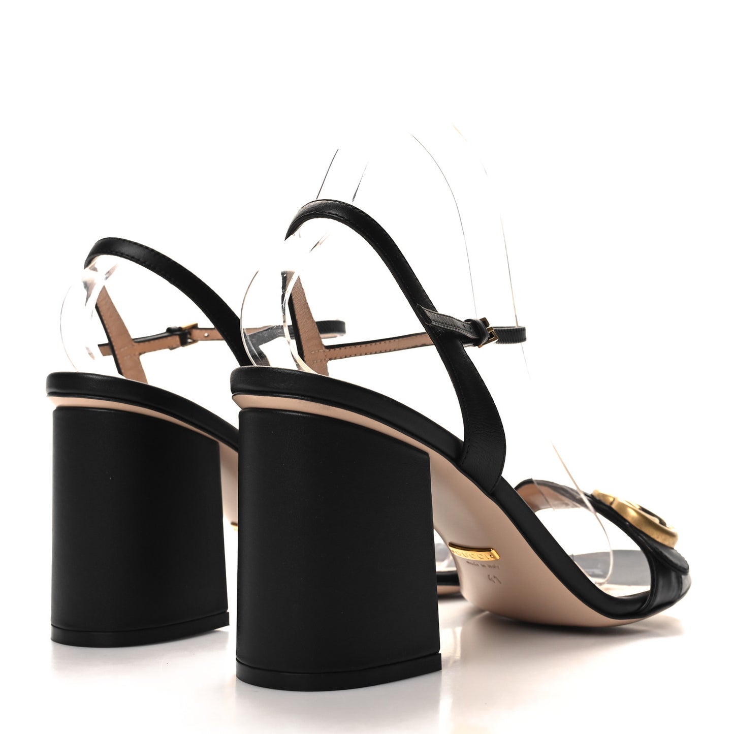 Lifford Calfskin GG Marmont Ankle Wrap 75mm Sandals 41 Black