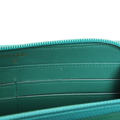 Chanel Lambskin Quilted Boy Zip Around Wallet Green 13 of 18