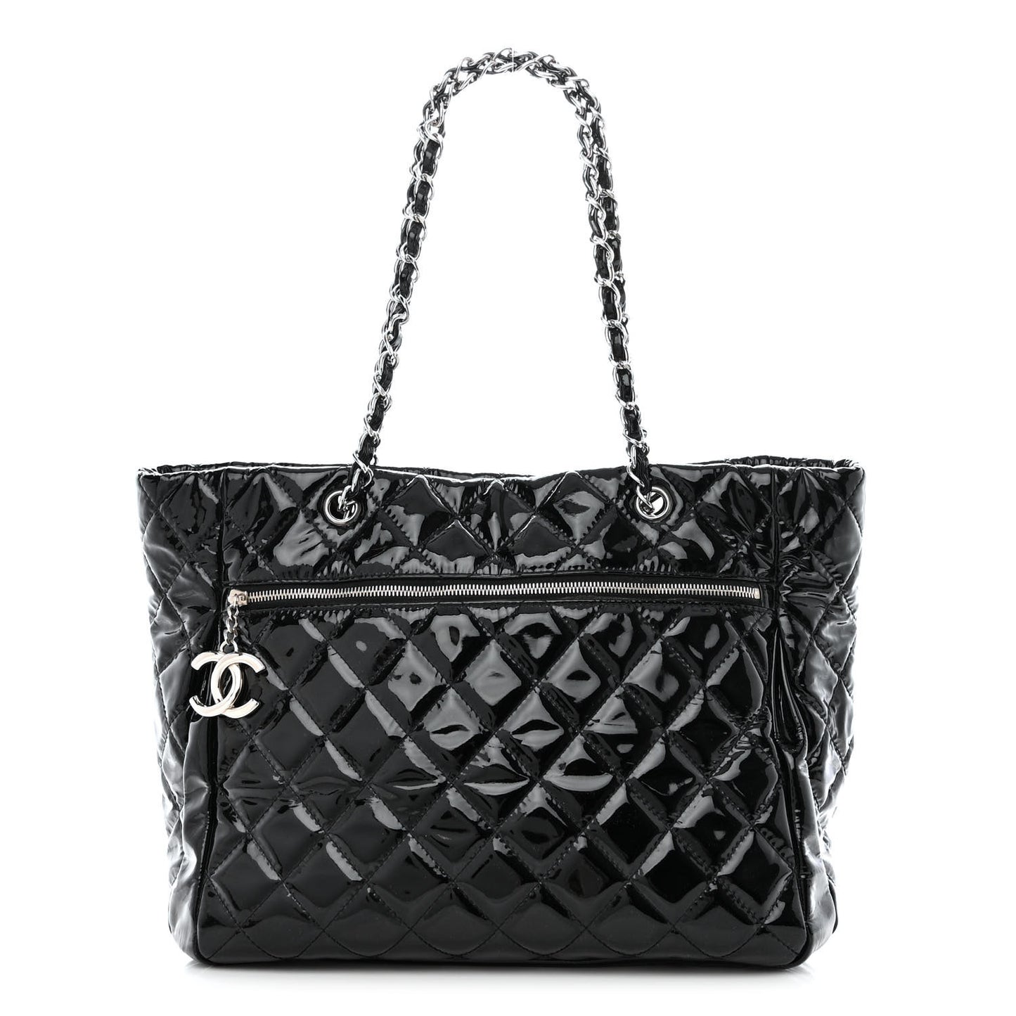 Patent Quilted Chic and Glitter Large Tote Black