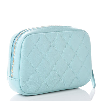 Chanel Caviar Quilted Small Curvy Pouch Cosmetic Case Light Blue 3 of 8