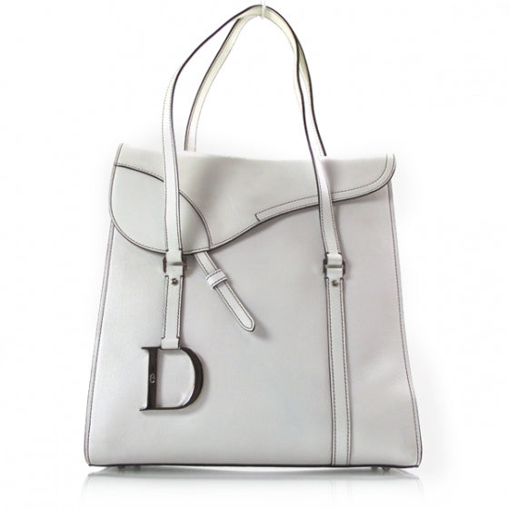 Leather Charm Tote White