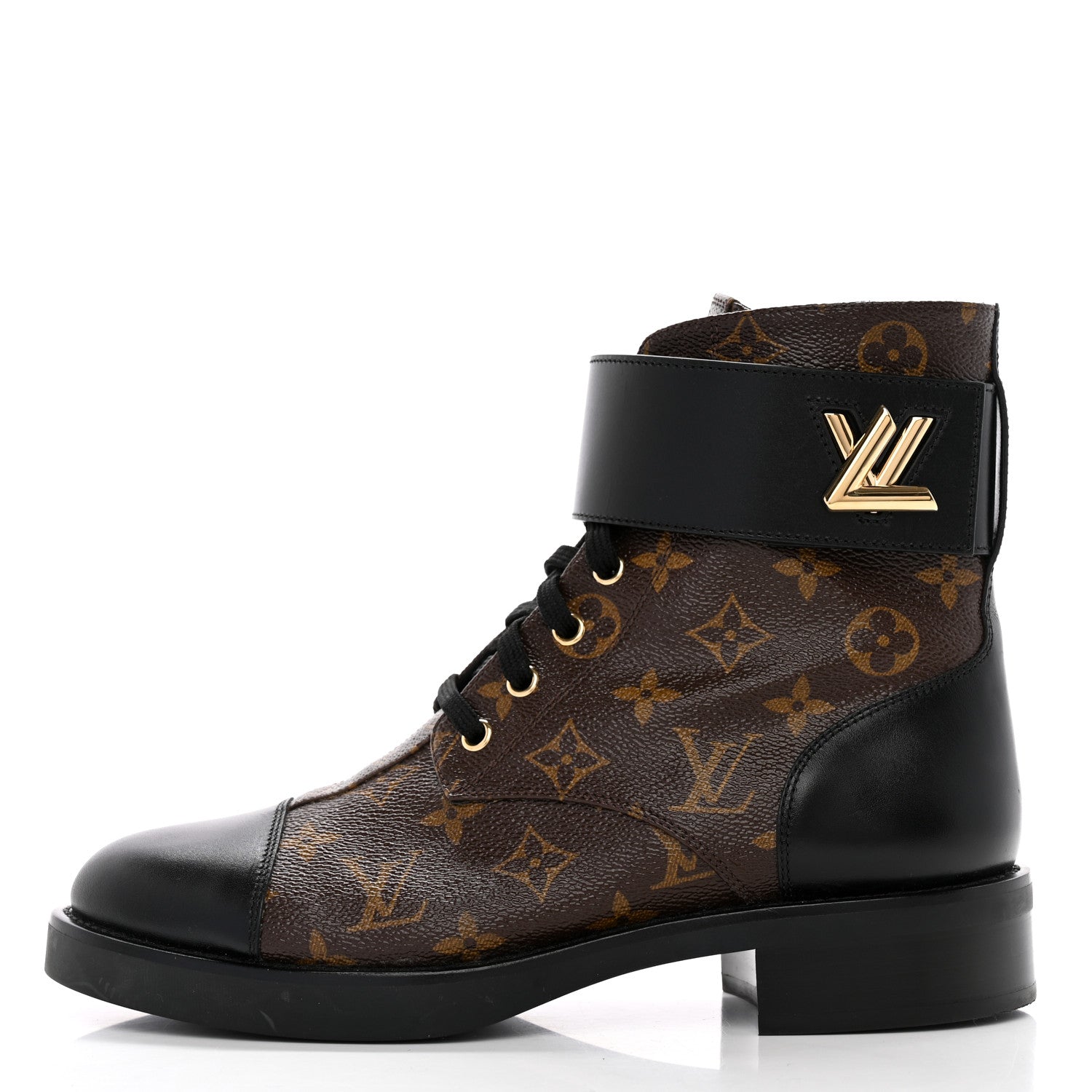 Louis Vuitton Calfskin Monogram Wonderland Flat Ranger Boots 40 Black 1 of 14
