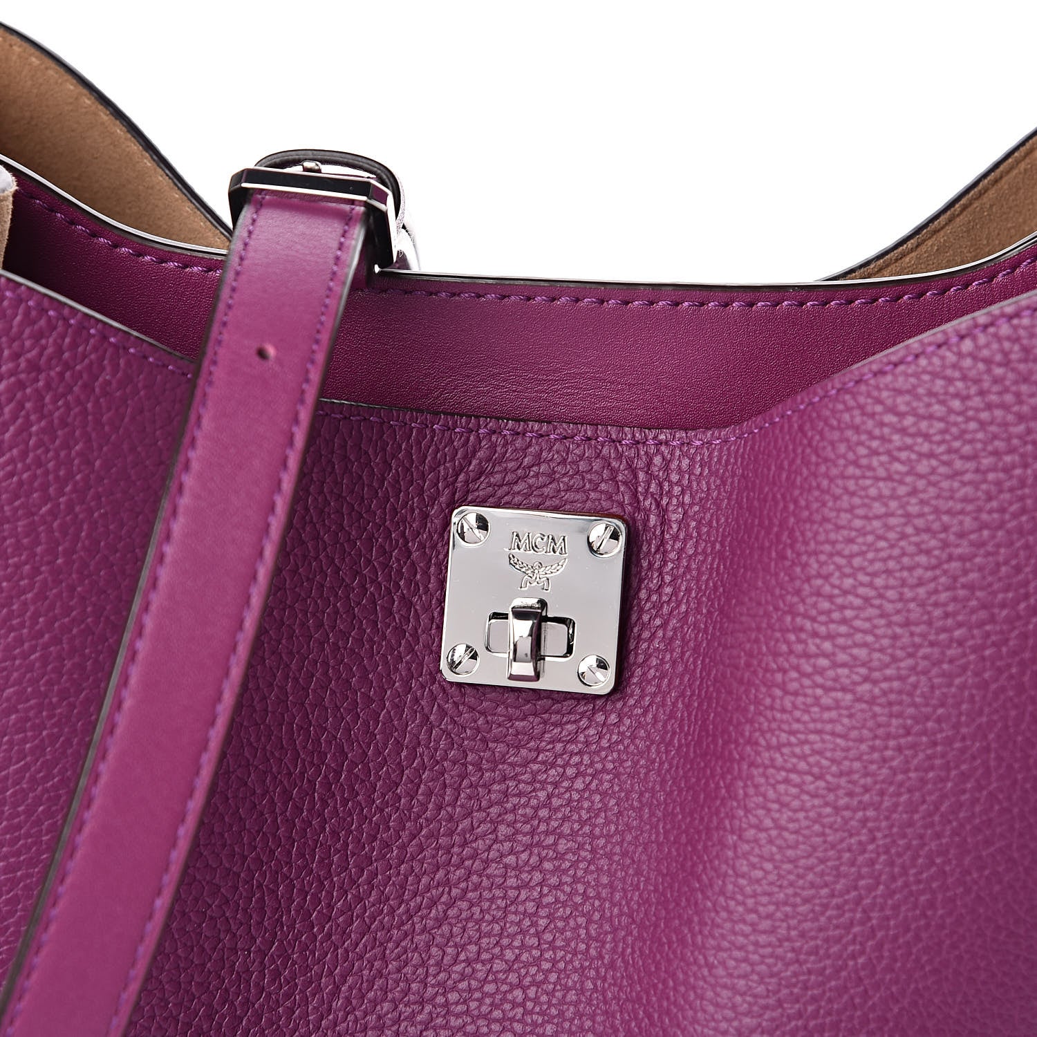 MCM Grained Calfskin Medium Milla Hobo Purple 8 of 8