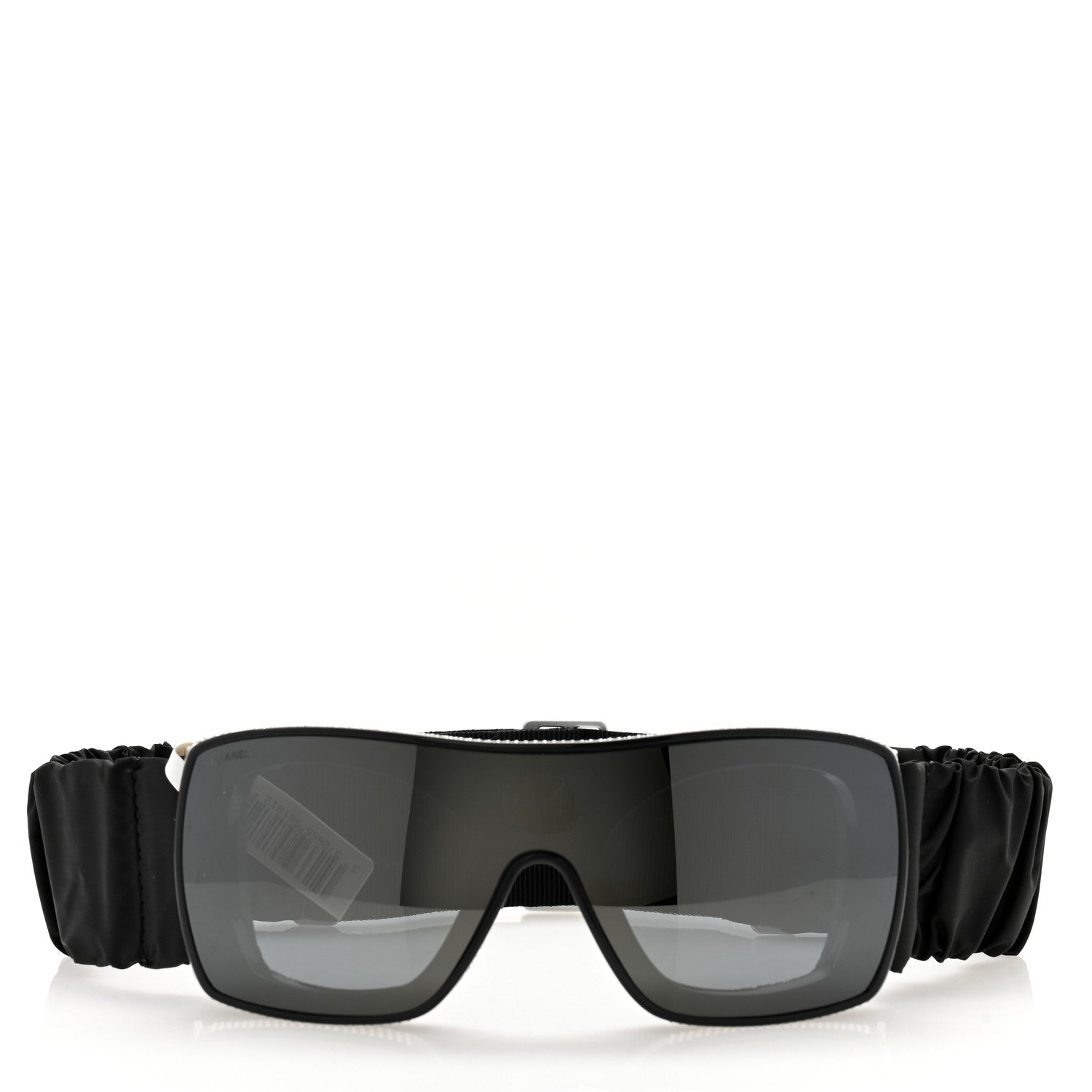 Chanel Crystal Acetate Technical Satin Shield Sunglasses Black 2 of 7