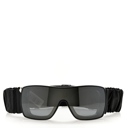 Chanel Crystal Acetate Technical Satin Shield Sunglasses Black 2 of 7