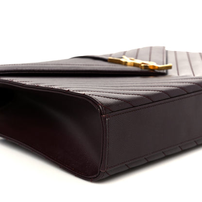 Saint Laurent Grain De Poudre Matelasse Chevron Large Monogram Satchel Amaranto 10 of 11