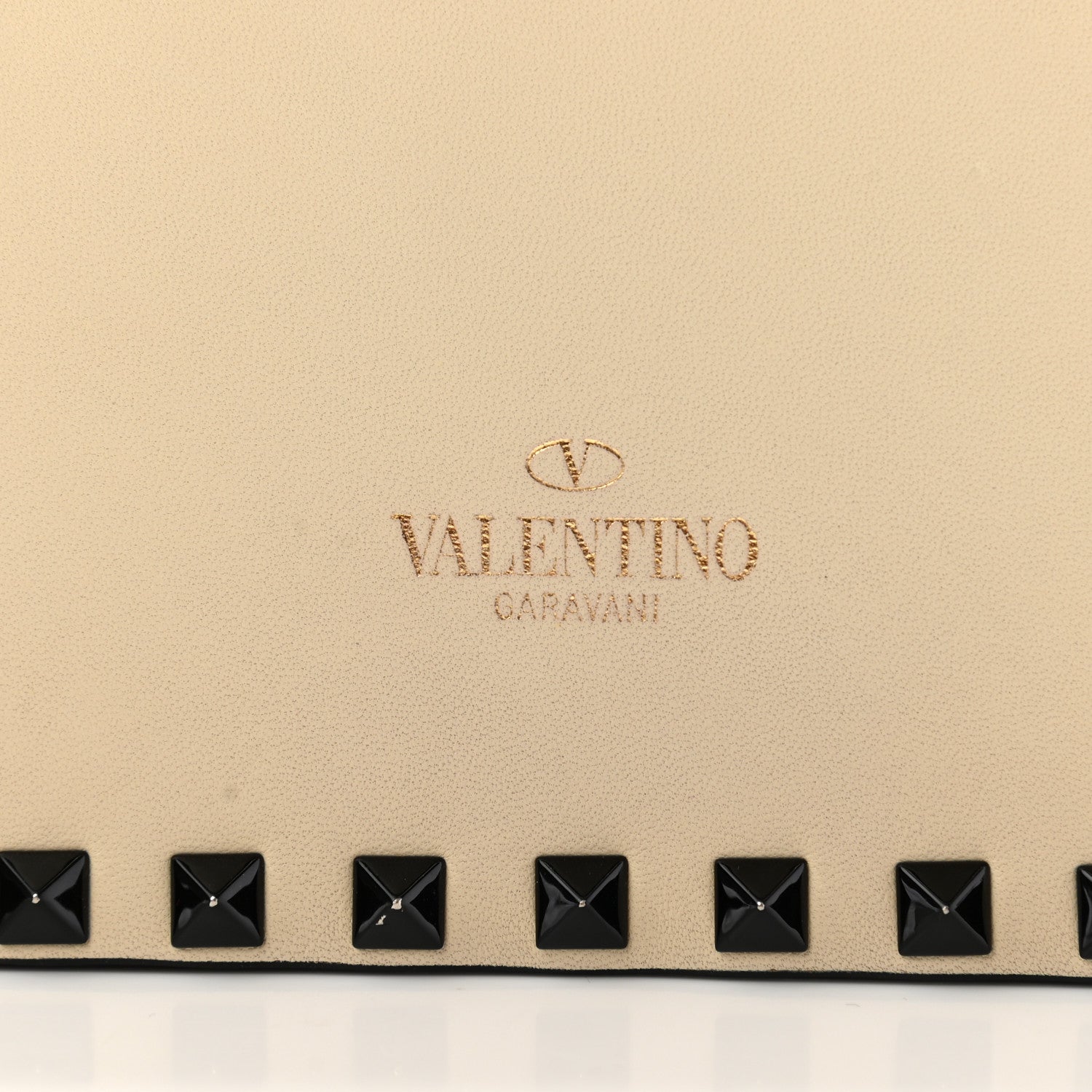 Valentino Garavani Nappa Rockstud Wristlet Clutch Black Light Ivory 7 of 9