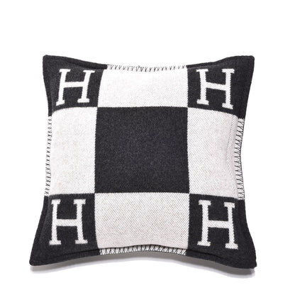Hermes Wool Cashmere Avalon Pillow PM Ecru Gris Fonce 3 of 3