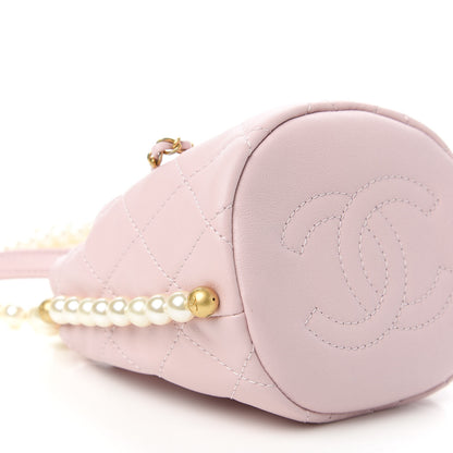 Chanel Calfskin Quilted Pearl Mini About Pearls Drawstring Bucket Light Pink 6 of 11