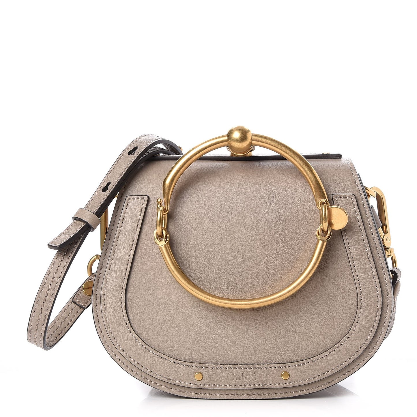 Calfskin Suede Small Nile Bracelet Bag Motty Grey