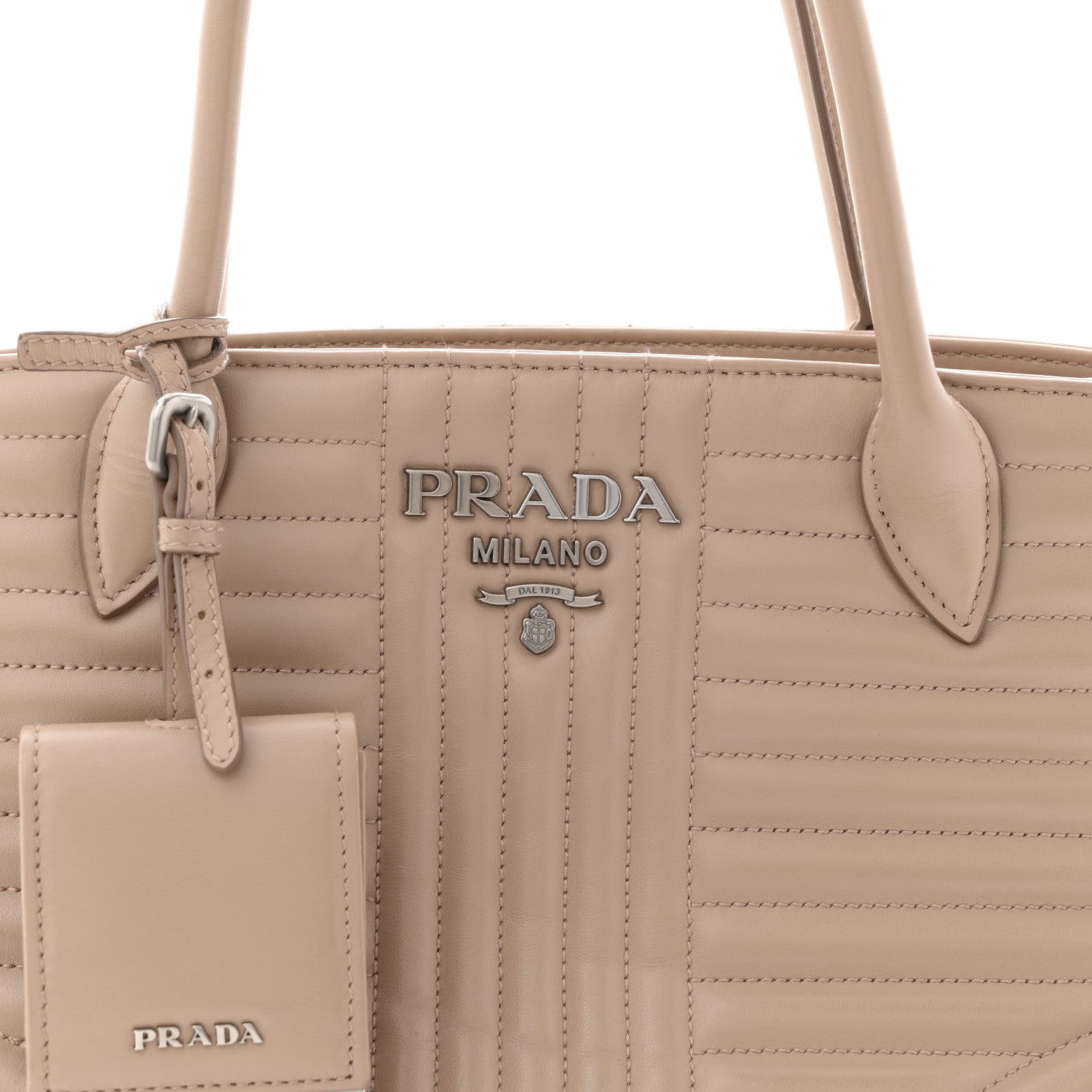 Prada Soft Calfskin Impunture Diagramme Tote Cipria 8 of 12