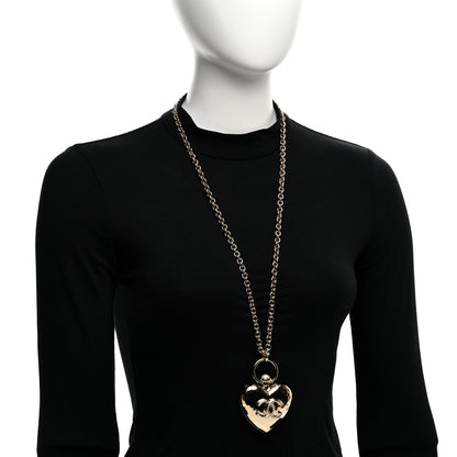Chanel Metal CC Heart Locket Necklace Gold 2 of 5