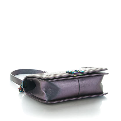 Chanel Iridescent Goatskin Quilted Medium Boy Flap Purple 4 of 9