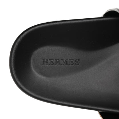 Hermes Calfskin Mens Chypre Sandals 42 Naturel Safari Black 9 of 10