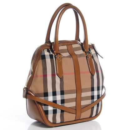 Burberry Bridle Calfskin House Check Owl Medium Orchard Bowling Bag Brown Ochre 3 of 12