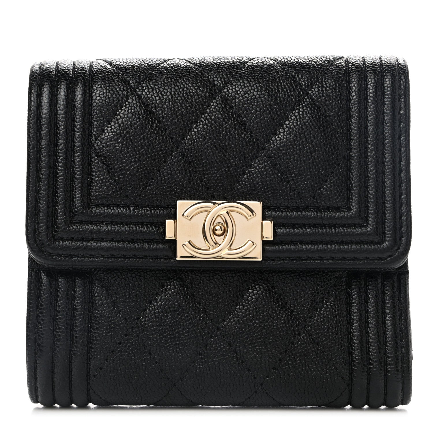 Chanel Caviar Quilted Compact Boy Wallet Black 1 of 8