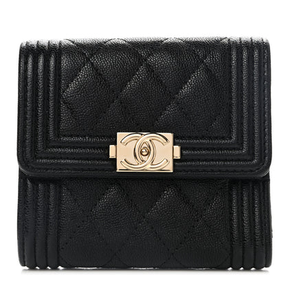 Chanel Caviar Quilted Compact Boy Wallet Black 1 of 8