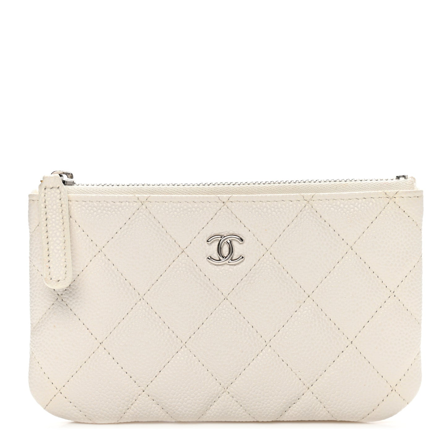 Caviar Quilted Small Cosmetic Case White