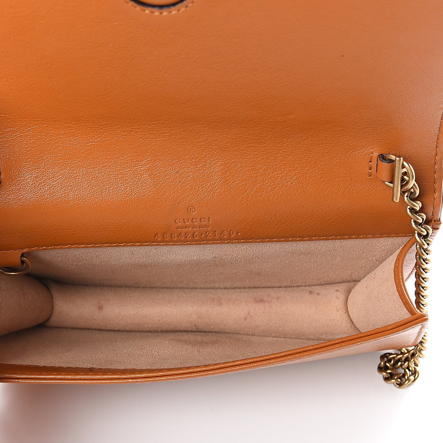 Gucci Calfskin Matelasse GG Marmont Mini Bag Cognac 4 of 5