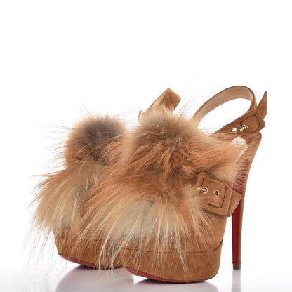Christian Louboutin Suede Fox Fur Splash 150 Pumps 38 Camel 3 of 9