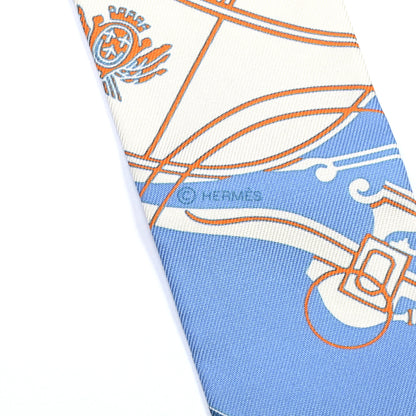 Hermes Silk Ex-Libris Sticker Twilly Bleu Moyen Jaune Vif 3 of 5