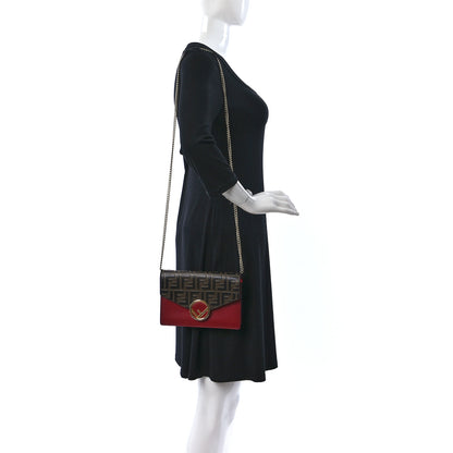 Fendi Vitello Cruise F is Fendi FF 1974 Embossed Medium Envelope Wallet On Chain Fragola Maya Black 2 of 11