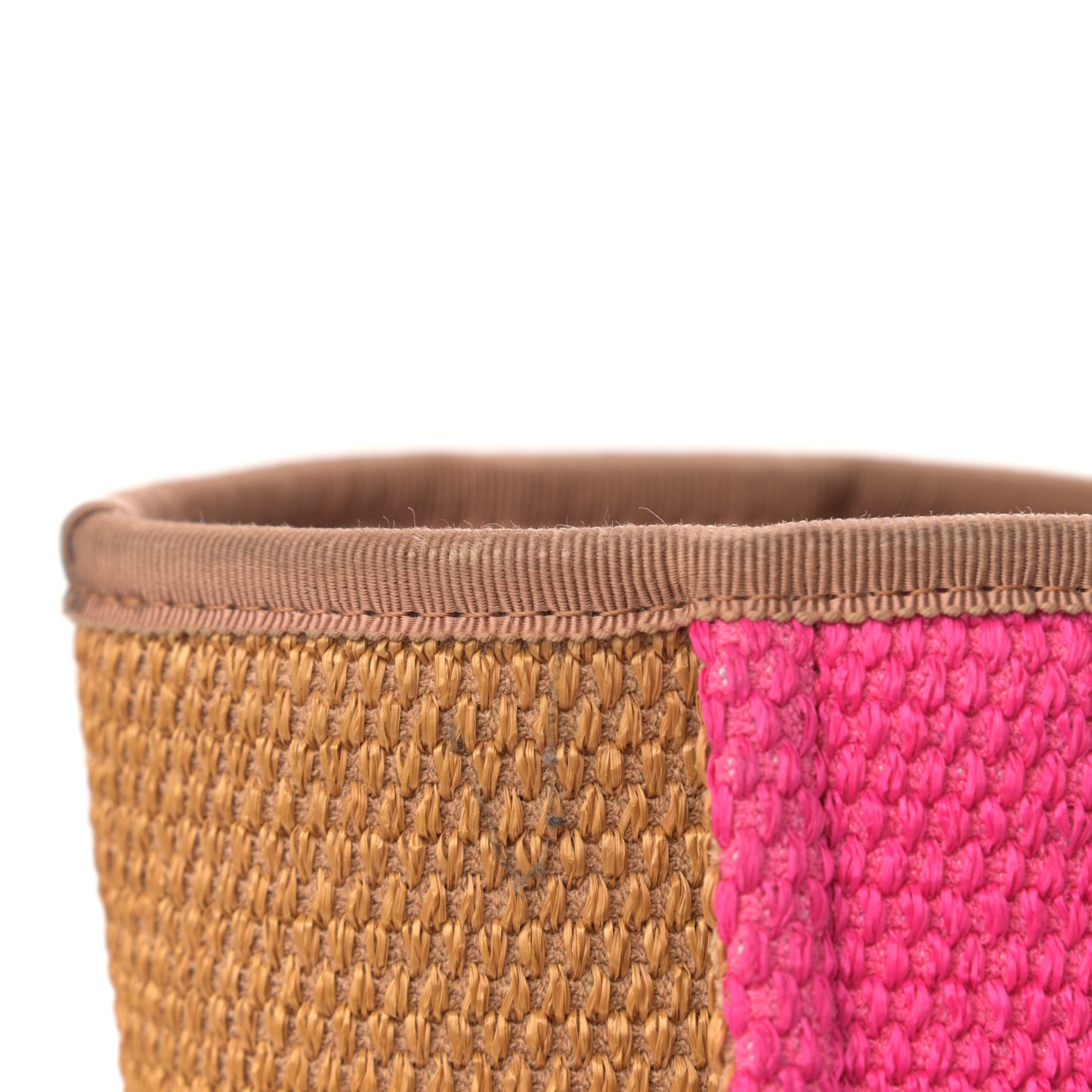 Straw Raffia Calfskin Striped Medium Deauville Tote Dark Beige Fuchsia Navy Blue