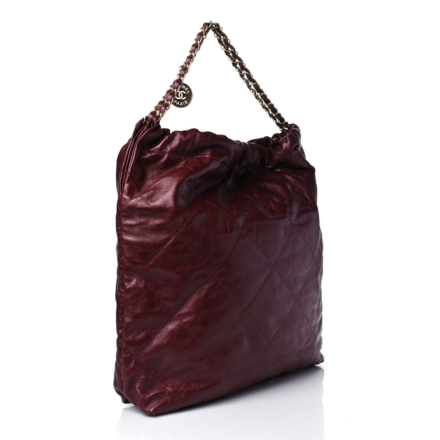 Chanel Metallic Calfskin Quilted Large Chanel 22 Burgundy 2 of 9