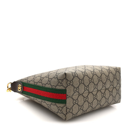 Gucci GG Supreme Monogram Textured Calfskin Web Super Mini Ophidia Shoulder Bag Beige Ebony New Acero 4 of 9