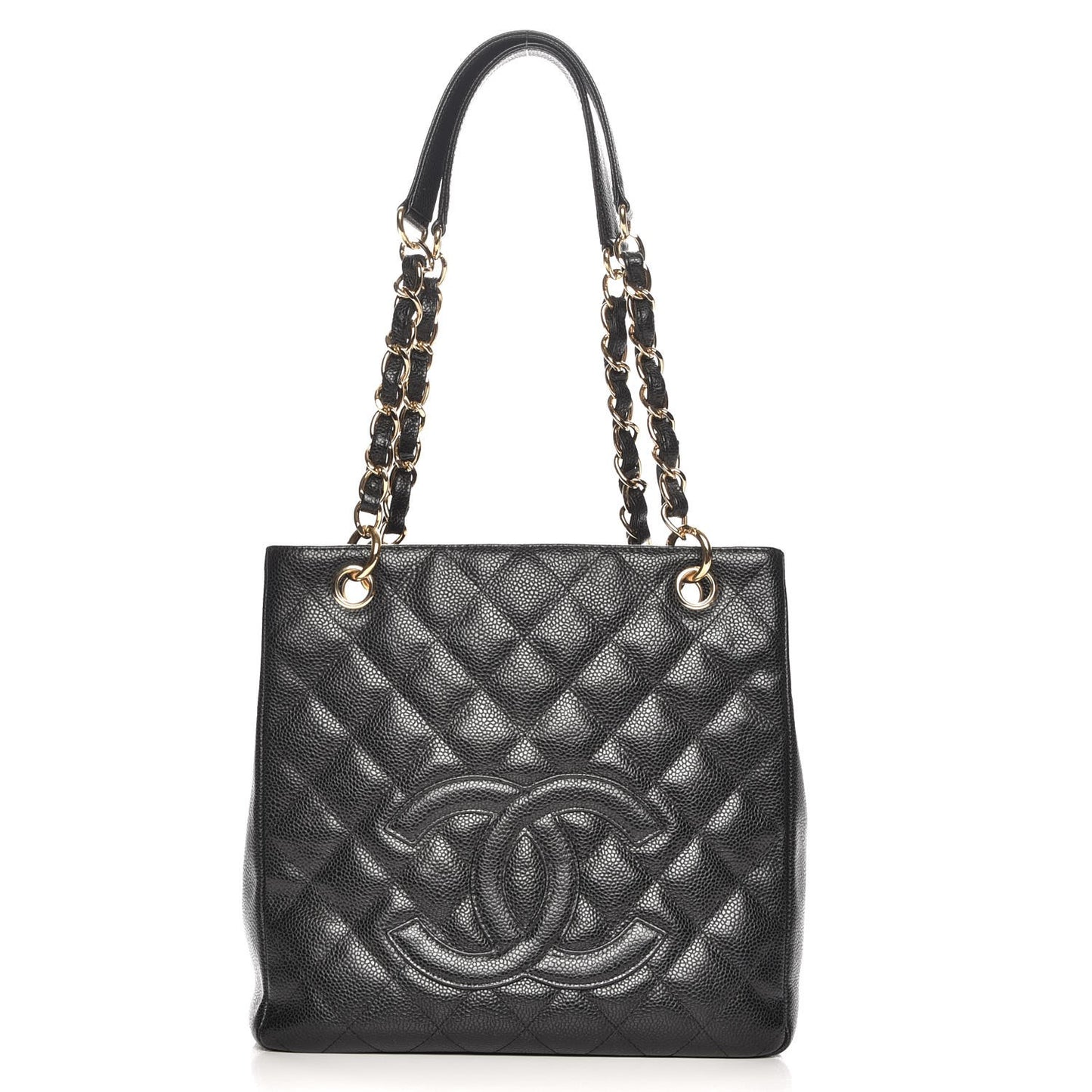 Caviar Quilted Petit Shopping Tote PST Black