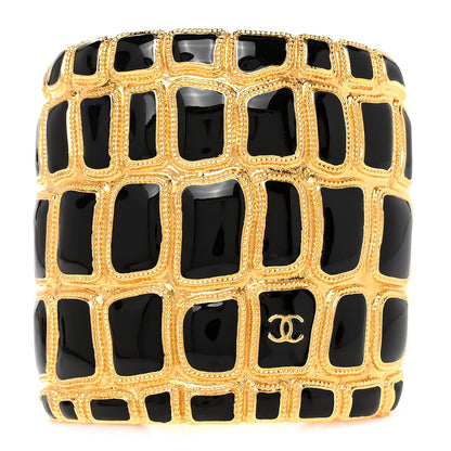Chanel Resin Metal Along The Nile CC Cuff Black Gold 1 of 5